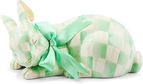 MACKENZIE-CHILDS Bunny Figurine, Rabbit Figurine Decoration for Spring, Resting, Courtly Check in Kuwait