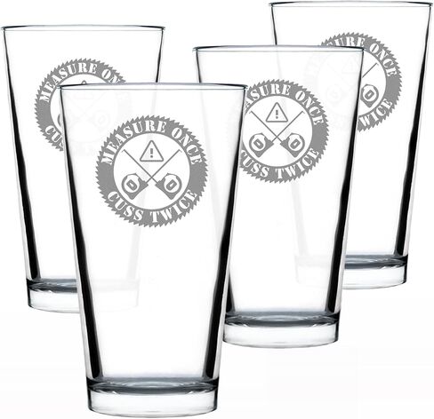 Measure Once Cuss Twice - Pint Glass for Beer - Best Gifts for Woodworkers, Construction Workers & Handy Man - 16 oz Glasses in Saudi Arabia