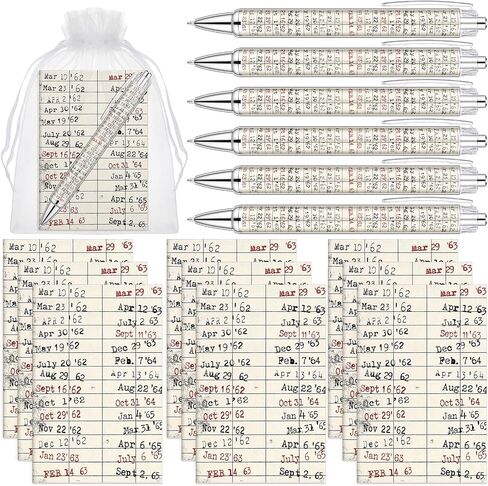 10 Sets Book Lovers Gift Book Club Ballpoint Pens with Library Card Notepads, Vintage Library Reading Notebook Sets with Organza Bags in Saudi Arabia