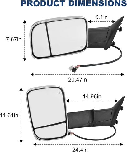 مرآة سحب زوج JDMSPEED متوافقة مع 2009-2018 دودج رام 1500 2500 3500 2019-2024 رام 1500 كلاسيكية قابلة للطي مع ضوء بركة ساخن LED إشارة كروم خلفي in Saudi Arabia