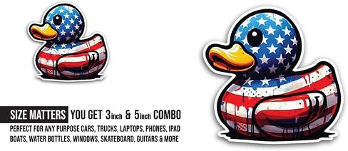 2 (Pieces) 3" and 5" Rubber Duck American Flag Sticker, Waterproof Vinyl Decals for Many Purpose Like Cars, Trucks, Laptops, Phones, Windows and More in Kuwait