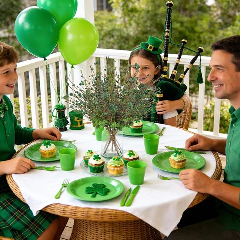 8 Pack St. Patrick's Day Glitter Branches 15in Artificial Shamrock Flower Picks Green Berry Stems for St. Patrick's Day Home Party Centerpiece Decor (Clover) in Kuwait