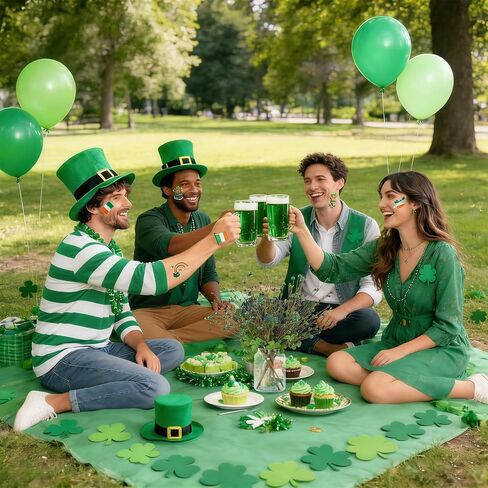 8 Pack St. Patrick's Day Glitter Branches 15in Artificial Shamrock Flower Picks Green Berry Stems for St. Patrick's Day Home Party Centerpiece Decor (Clover) in Kuwait