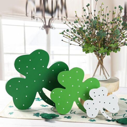 8 Pack St. Patrick's Day Glitter Branches 15in Artificial Shamrock Flower Picks Green Berry Stems for St. Patrick's Day Home Party Centerpiece Decor (Clover) in Kuwait