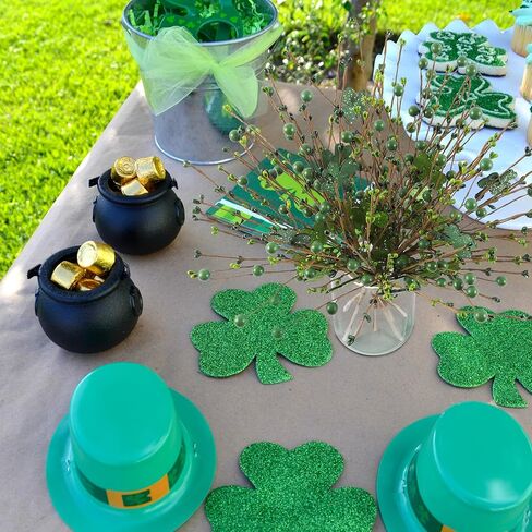 8 Pack St. Patrick's Day Glitter Branches 15in Artificial Shamrock Flower Picks Green Berry Stems for St. Patrick's Day Home Party Centerpiece Decor (Clover) in Kuwait