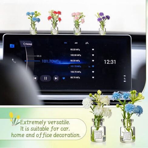 Ripeng Set of 8 Car Dashboard Decorations Flowers Cute Car Accessories for Women Mini Flowers Bouquet Vehicle Interior Decor with Double Sided Tape for Rear View Mirror Dashboard in Saudi Arabia