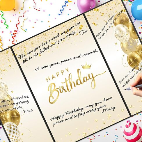 زينة عيد الميلاد باللونين الأسود والذهبي من WNINK، علامة توقيع بديلة لكتاب ضيف عيد ميلاد سعيد جامبو، كتاب تسجيل دخول كبير لضيف عيد الميلاد للنساء والرجال، تزيين حفلات أعياد الميلاد وهدية تذكارية in Kuwait