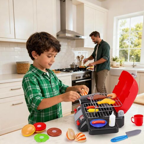 الأطفال يلعبون شواية الطعام مع التظاهر الدخان الصوت الملعب المطبخ المطبخ الإكسسوارات الشواء التخييم مجموعة الطهي الشواء طفلة طفلة in Kuwait
