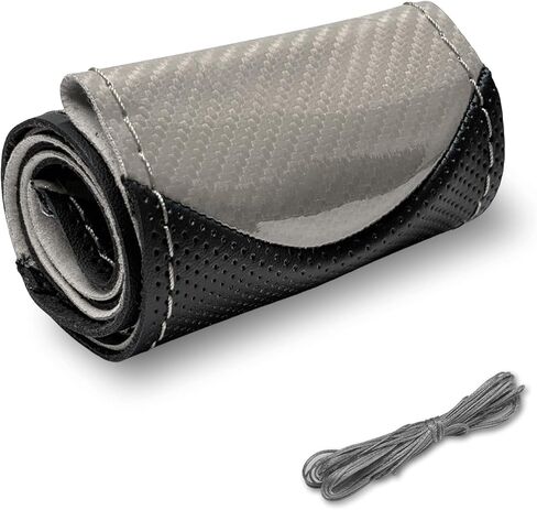 Car Steering Wheel Cover, 14.5-15 Inch Anti-Slip Carbon Fiber Pattern Steering Wheel Protector, Breathable Comfortable Microfiber Leather Wheel Wrap for Most Vehicles (Red) in Kuwait