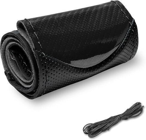 Car Steering Wheel Cover, 14.5-15 Inch Anti-Slip Carbon Fiber Pattern Steering Wheel Protector, Breathable Comfortable Microfiber Leather Wheel Wrap for Most Vehicles (Red) in Saudi Arabia
