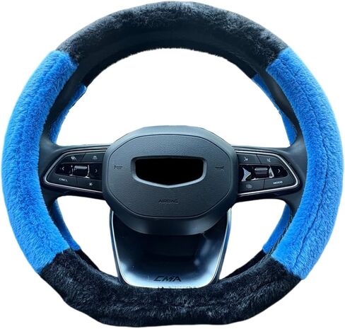 غطاء عجلة القيادة من القطيفة الناعمة الدافئة للشتاء على شكل حرف D مقاس 14 بوصة 36 سم لسيارة تسلا موديل 3 / Y، للسيارات الصغيرة من النوع D (أسود وردي) in Kuwait