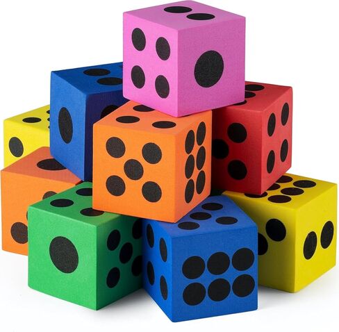 Foam Dice Set - Bulk Pack of 36, 1.5 Inch Large Assorted Colorful Foam Dice Cubes with Number Dots, Use for Kids, Classrooms, Math Games, Building Toys, Party Supplies by Bedwina in Saudi Arabia