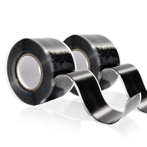 Self Fusing Silicone Tape,Weatherproof Self Fusing Sealing Tape for Plumbing, Sealing Pipes, Hose Repair, Outdoor Coax and Electrical Cables 1×39in(Black,0.5mm) in Saudi Arabia