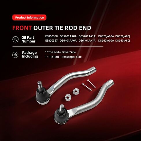 Front Outer Tie Rod End for Nissan Maxima 2009-2018, for Altima 2007-2015, for Murano 2009-2012, Driver and Passenger Side, OE D8520JA80J, ES800357, ES800358, D86401AA0A, D86401AA1A in Kuwait