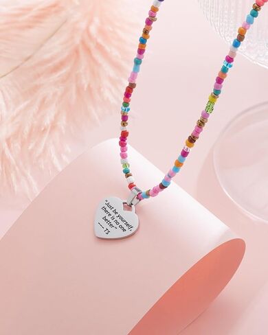 قلادة على شكل قلب من Taylor Quotes قلادة بوهو ملونة مطرزة بسلسلة مستوحاة من المعجبين هدية Merch مجوهرات وتتسابق إكسسوارات للنساء in Saudi Arabia