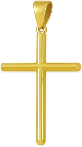 Italian 10K Solid Gold Cross Pendant for Men & Women - Round Tube Real 10K Yellow Gold Cross Pendants for Women Religious Faith Catholic Jewelry (1.16 gm to 1.65 gm) Gift Box Packaging in Kuwait