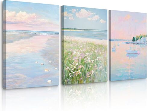Nursery Flower Wall Art Girl Floral Canvas Wall Decor Boho Wildflower Art Poster Pink Bow Pictures Nursery Floral Prints Vintage Botanical Artwork for Girls Room Bedroom 12x16 Inch Wood Framed 3Pcs in Saudi Arabia