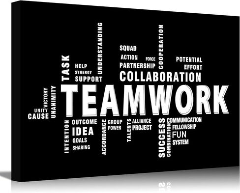 Inspirational Teamwork Canvas Wall Art Home Office Wall Decor Picture Minimalist Team Work Inspirational Quotes Poster Print for Living Room Bedroom Office Man Cave Decoration Ready To Han in Saudi Arabia
