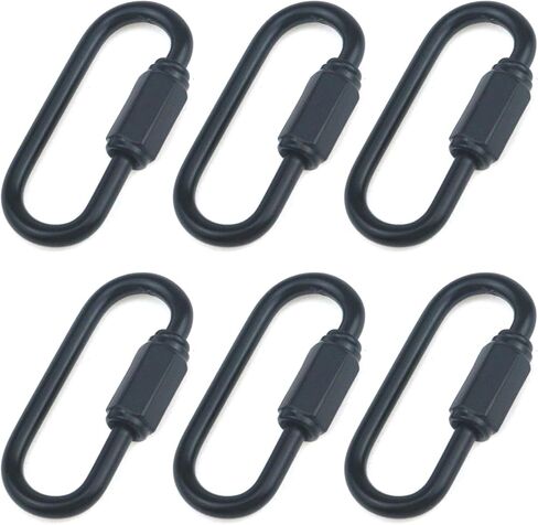 Quluxe Heavy Duty D Shape Chain Locking, M4 4MM Chain Quick Link Connector- Black (Pack of 6) in Saudi Arabia