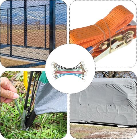 12Pcs Small Bungee Cords with Hooks 10" 20 Inch Short Bungee Cords with Clips for Luggage Outdoor Tent Tarp Bike Car RV Camping Tool Roof Rack Hang in Saudi Arabia