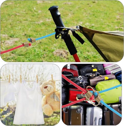 12Pcs Small Bungee Cords with Hooks 10" 20 Inch Short Bungee Cords with Clips for Luggage Outdoor Tent Tarp Bike Car RV Camping Tool Roof Rack Hang in Saudi Arabia
