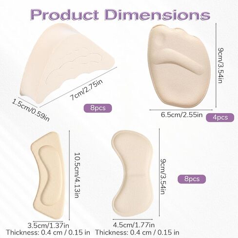 10 Pairs Shoe Insert for Shoes Too Big Shoe Filler Inserts Heel Grip Heel Pads for Loose Shoes, High Heels, Sneakers, Boots, Black and Beige in Kuwait