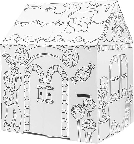 Easy Playhouse Gingerbread House - Kids Art & Craft للمتعة الداخلية ، حلويات العطلات المفضلة والأصدقاء الشتوية - تزيين وتصوير حصن من الورق المقوى ، 32 "× 26. 5" × 40. 5 " in Kuwait