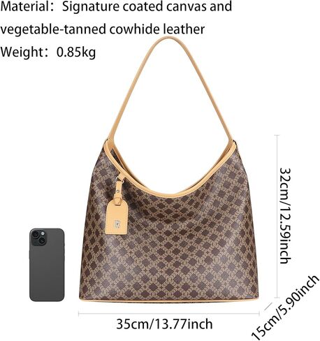 Royal Bagger Retro Tote Bag for Women, Large Capacity Handbag & Fashion Shoulder Purse, Signature Canvas & Leather 5269 in Kuwait