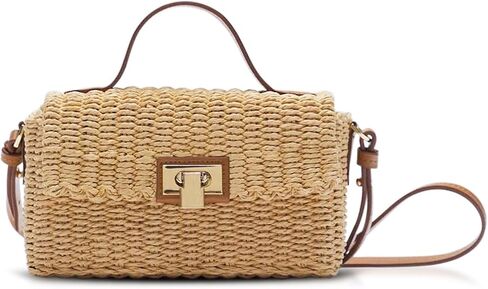 Straw Bag for Women, Square Beach Bag, Hand-Woven Bags, Crossbody Bags Suitable for Vacation Travel Daily(Khaki) in Saudi Arabia