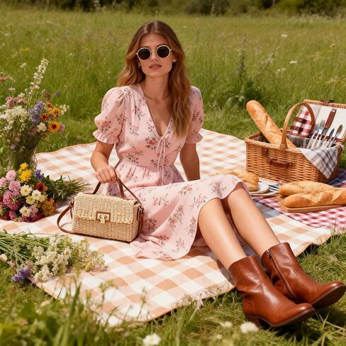 Straw Bag for Women, Square Beach Bag, Hand-Woven Bags, Crossbody Bags Suitable for Vacation Travel Daily(Khaki) in Saudi Arabia