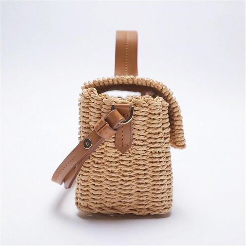 Straw Bag for Women, Square Beach Bag, Hand-Woven Bags, Crossbody Bags Suitable for Vacation Travel Daily(Khaki) in Saudi Arabia