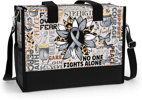 84hoods Large Tote Bag for Women with Pockets and Zipper. Grey Ribbon Support Awareness Gift. in Kuwait