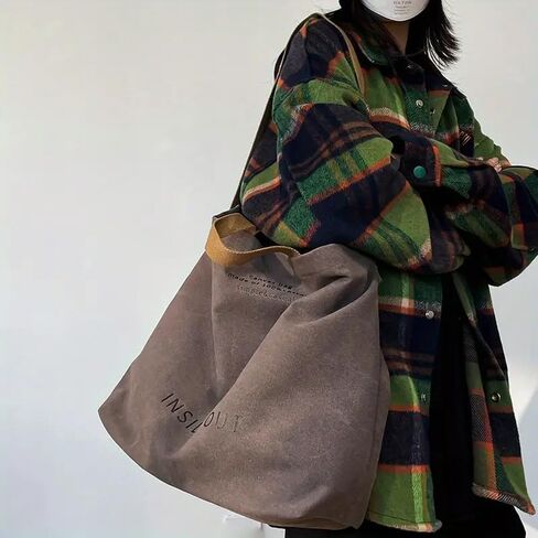 Large Capacity Tote Bag With Alphabet Print, Zipper Trendy Crossbody Shoulder Bag With Adjustable Strap, Women's Casual Handbag for Work, Travel, Shopping and Everyday Use, Grey in Saudi Arabia