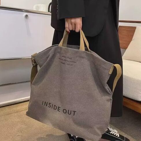 Large Capacity Tote Bag With Alphabet Print, Zipper Trendy Crossbody Shoulder Bag With Adjustable Strap, Women's Casual Handbag for Work, Travel, Shopping and Everyday Use, Grey in Saudi Arabia