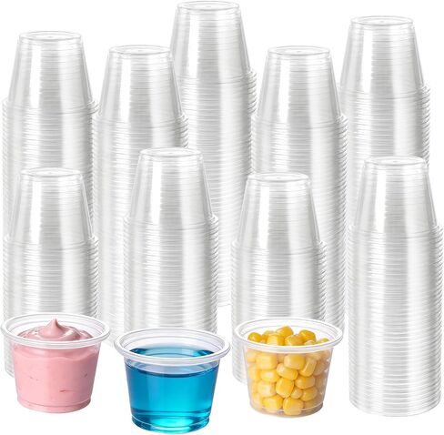 200Sets 1oz Disposable Plastic Portion Cups No Lids, Small Mini Sauce Cups for Portion Control, Salad Dressing Cups, Airtight and Stackable Condiment Cups for Lunch, Work Trip, Party in Kuwait
