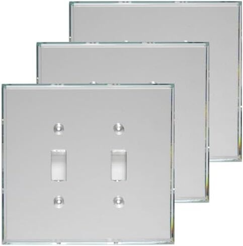 GlassAlike® Double Toggle/Switch | Premium 3/16" Thick Acrylic Mirror Wall Plate Cover with Gasket/Frame for Flush Mount | Oversized 5¼" x 5¼" | Looks Like Glass Mirror Only Better in Saudi Arabia