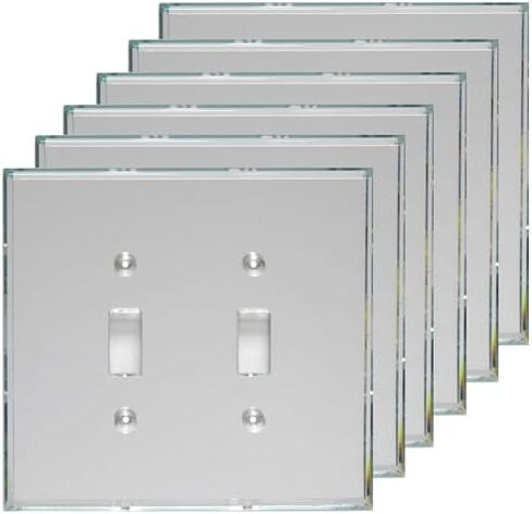 GlassAlike® Double Toggle/Switch | Premium 3/16" Thick Acrylic Mirror Wall Plate Cover with Gasket/Frame for Flush Mount | Oversized 5¼" x 5¼" | Looks Like Glass Mirror Only Better in Saudi Arabia