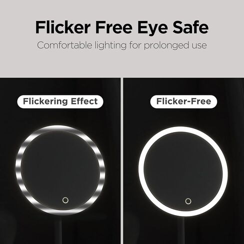 mooas Travel Makeup Mirror, Portable LED Lighted Vanity Mirror, 6.1×7.83 in Slim Foldable Mirror with Touch Control, 3-Color Dimmable Lighting, Rechargeable USB-C, Pouch Included, White (Round) in Saudi Arabia
