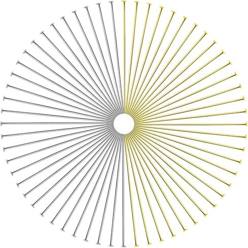 TOAOB 200pcs Head Pins 2 Inch Gold Silver 22 Gauge Brass Wire Flat Head Pins Jewelry Findings for DIY Crafts Necklaces Bracelets Earrings Making in Kuwait