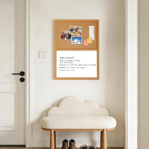ARCOBIS Cork Board White Board Combo with MDF Wood Frame, 24 x 18 Inch Bulletin Board, Magnetic Dry Erase Board & Corkboard for Wall, Vision Board for Home, Office, School in Kuwait