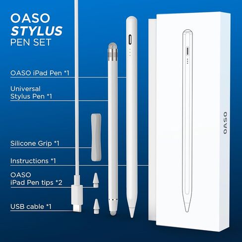 Pens Pen for iPad ، الرسم الميل ورفض النخيل قلم رصاص متوافق مع Apple iPad 6/7/8/10 ، iPad Mini 5/6 ، iPad Air 3/4/5 ، iPad Pro 11 ''/12.9 '، M4/M5 ، مع قبضة القلم الرصاص ونصائح الاستبدال in Kuwait