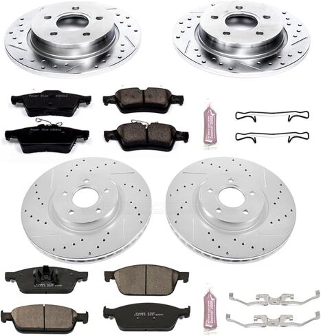 PowerStop Front and Rear Brake Kit For Ford Focus 2013-14 - Drilled and Slotted Disc Rotors with Ceramic Brake Pads Replacement, K6350 in Saudi Arabia