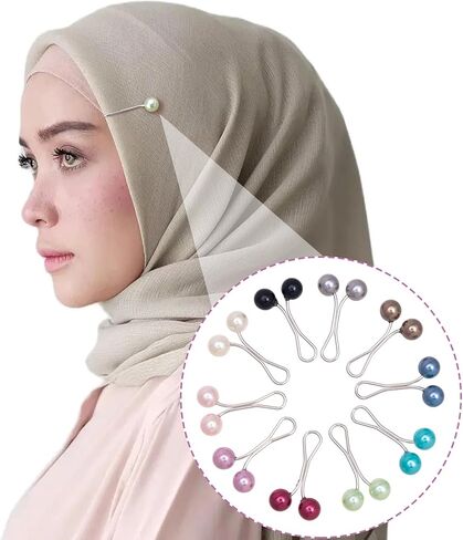 دبابيس حجاب للنساء، مشبك وشاح على شكل حرف U، دبابيس أمان بروش من اللؤلؤ الصناعي لحجاب الرأس وشال الحجاب الإسلامي in Saudi Arabia