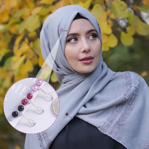 دبابيس حجاب للنساء، مشبك وشاح على شكل حرف U، دبابيس أمان بروش من اللؤلؤ الصناعي لحجاب الرأس وشال الحجاب الإسلامي in Saudi Arabia