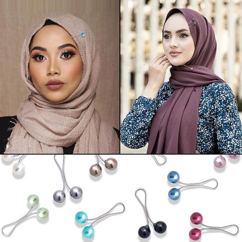 دبابيس حجاب للنساء، مشبك وشاح على شكل حرف U، دبابيس أمان بروش من اللؤلؤ الصناعي لحجاب الرأس وشال الحجاب الإسلامي in Saudi Arabia