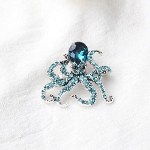 1pcs Elegant Shiny Rhinestone Octopus Shape Brooch, Clothing Lapel Pin for Women Men Daily Wear, Cute Sea Animal Accesseries Gift in Saudi Arabia