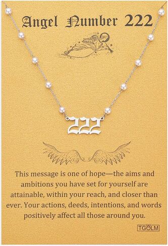 Angel Number Necklace 18k Gold Plated Stainless Steel Faux Pearl Choker Chain Aesthetic Accessories Jewelry for Women 16" in Kuwait