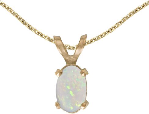 Direct-Jewelry 14k Yellow Gold Oval Opal Pendant with 18" Chain in Kuwait