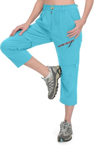 Little Donkey Andy Women's Hiking Capri Pants Lightweight Convertible Zip Off Shorts Capris Light Blue Medium in Saudi Arabia