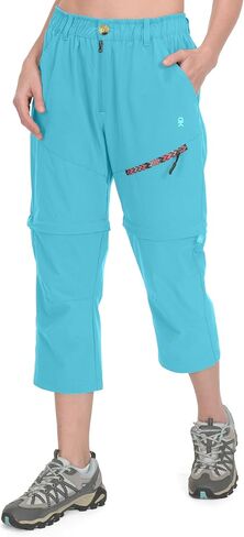 Little Donkey Andy Women's Hiking Capri Pants Lightweight Convertible Zip Off Shorts Capris Light Blue Medium in Saudi Arabia